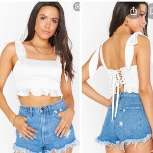 Dawson Corset Top ~ Ivory Luxe Satin M